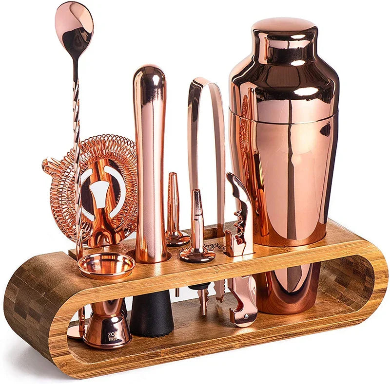 Stainless Steel Bartender Tool Kit 10-Piece Set with Shaker Jigger Strainer for Home Mixology Cocktail Station Bar Accessories Professional | Thomler
