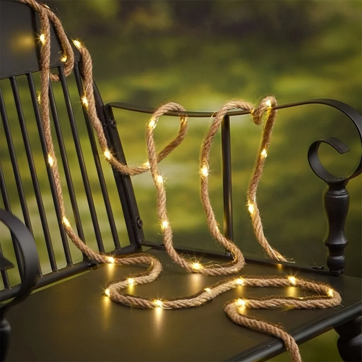 Tira de luces LED solares con diseño de cáñamo de 16.4 pies, luces decorativas impermeables para exteriores, para patio, jardín, terraza, decoración de fiestas, del anochecer al amanecer, S | Thomler