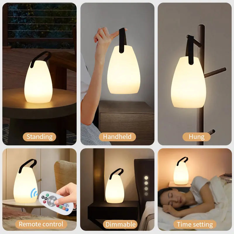 Rechargeable LED Outdoor Lantern with Remote Control, 8 Color Modes & Dimmable Light for Patio, Garden, Deck | Thomler