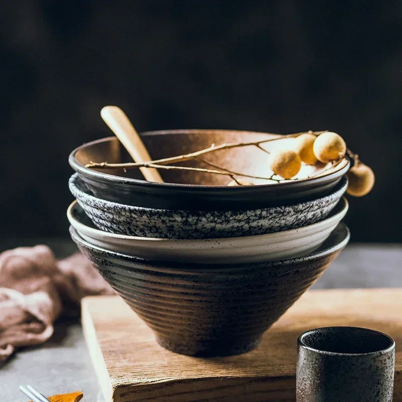 Handcrafted Ceramic Noodle Bowl 7 inch Asian-Inspired Soup Dish for Pho Udon Rice Meals Minimalist Dinnerware Versatile Kitchen Serving Piec | Thomler