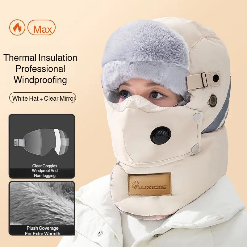 Full-Face Insulated Winter Balaclava with Detachable Shield & Windproof Design for Skiing & Cold Weather
