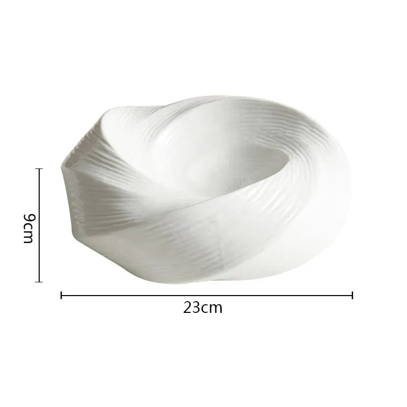 Spiral Ceramic Serving Bowl for Salad Soup Pasta Noodles Kitchen Dining Table Porcelain Dishwasher Safe 8 9 inch | Thomler