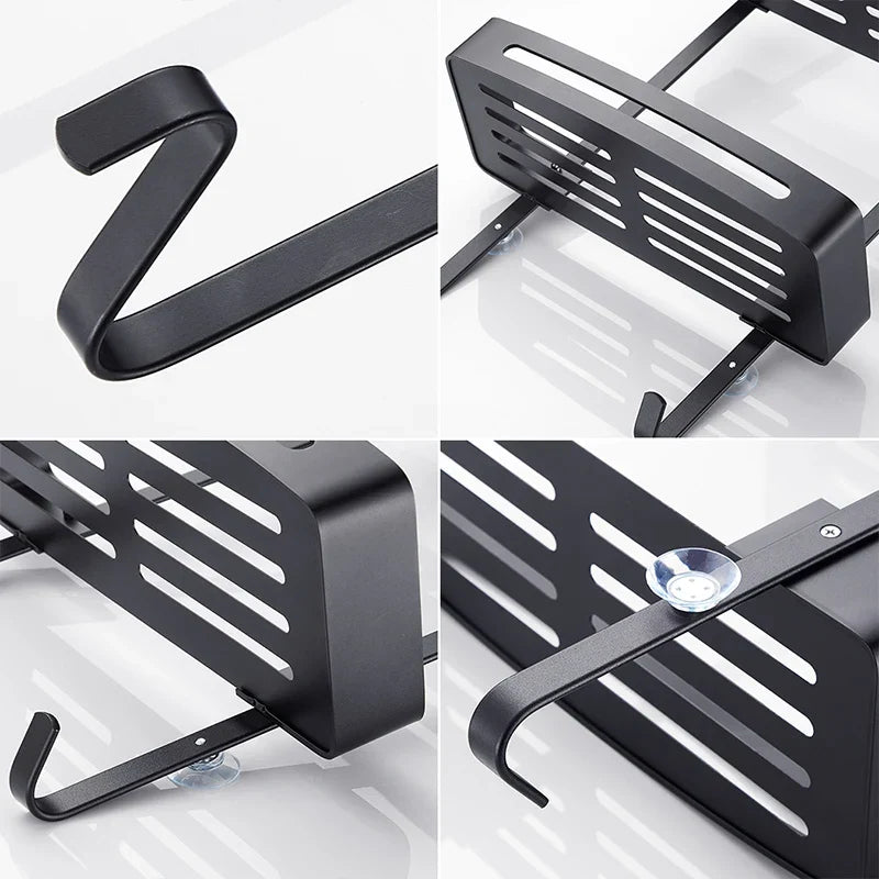 Organizador de ducha sobre puerta de aluminio, 38 pulgadas de alto, estante de almacenamiento para baño sin taladros, para champú y artículos de aseo, montaje en puerta de vidrio, 2-3 niveles | Thomler