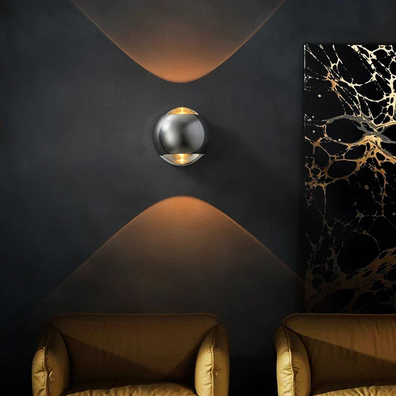 Hedendaagse koperen led-wandlamp, up-down licht voor hal, gang, slaapkamer, badkamer, goud, zwart, chroom | Thomler
