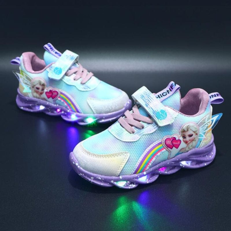 Girls Light-Up Sneakers with Rainbow Glitter and LED Soles for School, Play, and Active Wear | Thomler
