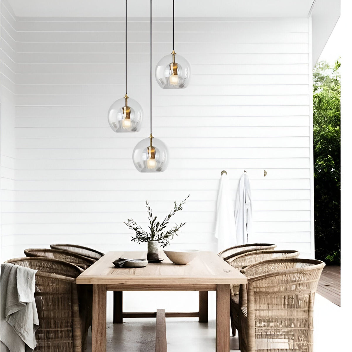 Spherical Glass Hanging Light with Adjustable Height for Kitchen Island, Dining Table, Bedroom | E27 Socket | Modern Orb Fixture for Home an | Thomler