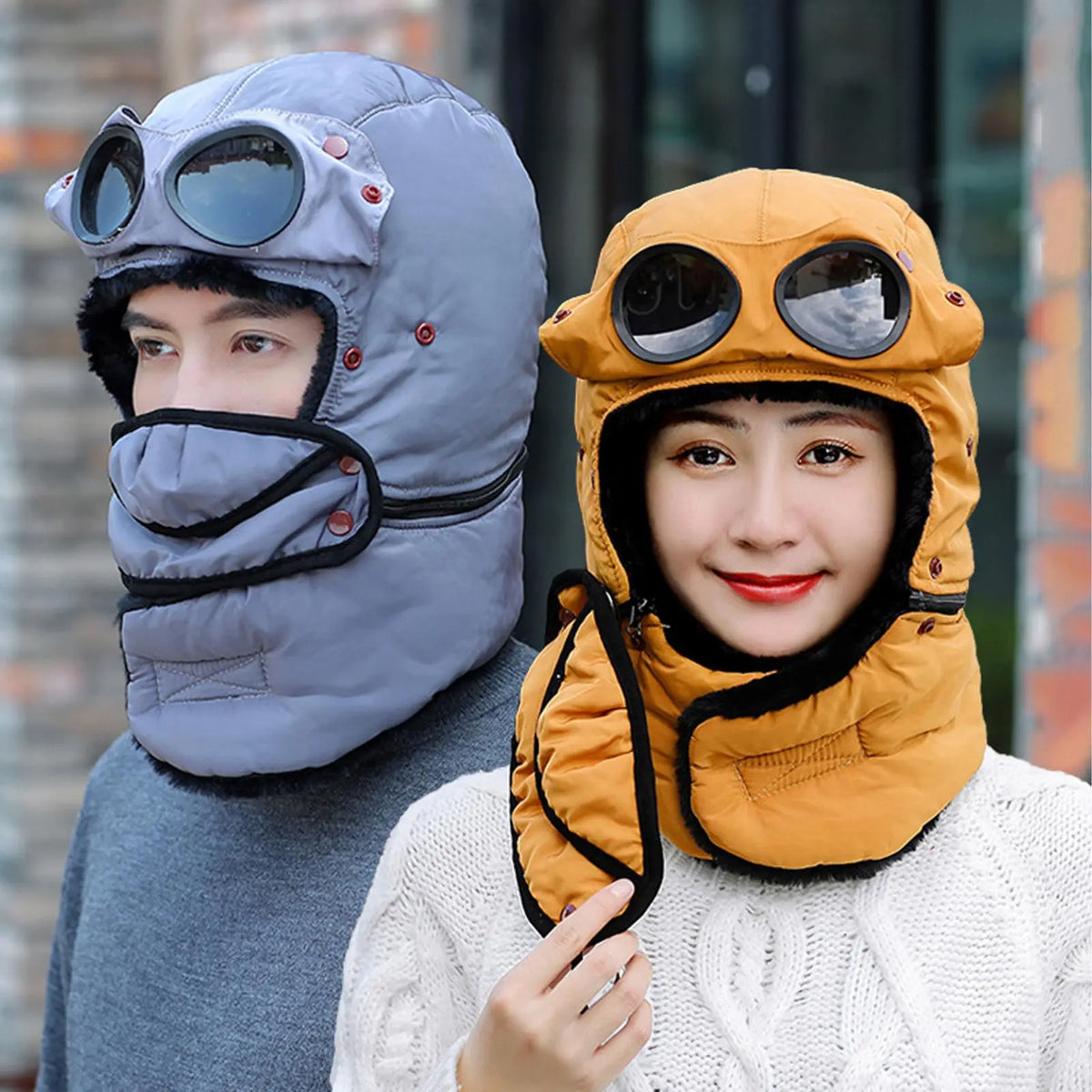 Insulated Winter Beanie with Integrated Face Shield for Cold Weather Protection