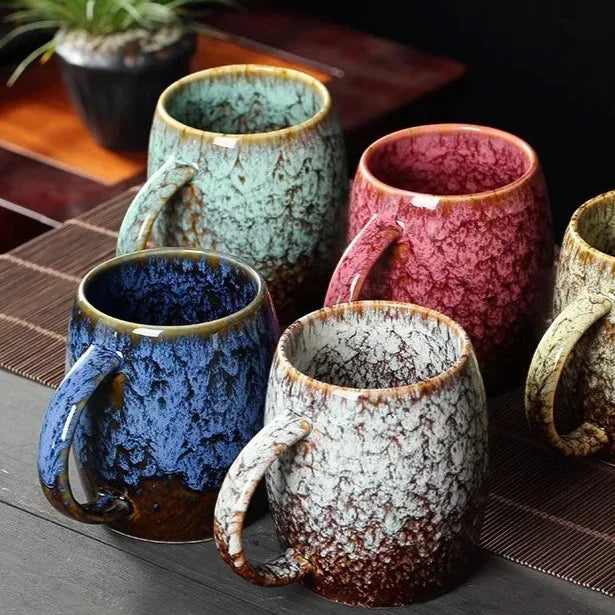Taza de café de cerámica artesanal con esmalte artístico – Taza que retiene el calor para té, cacao, bebidas calientes – Vajilla de cocina para el hogar, oficina | Thomler
