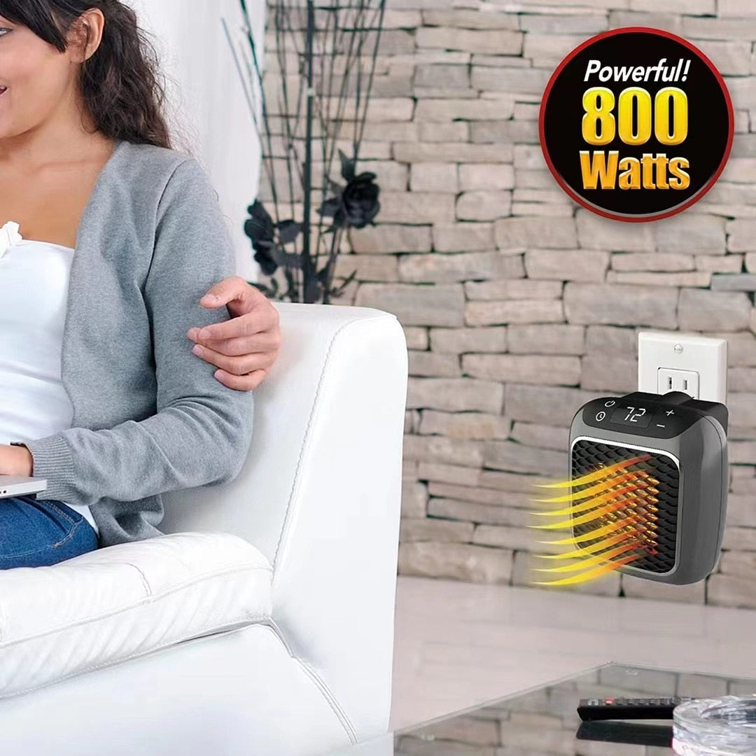 Compact Wall-Mounted Space Heater – 800W Portable Room Warmer with Digital Display