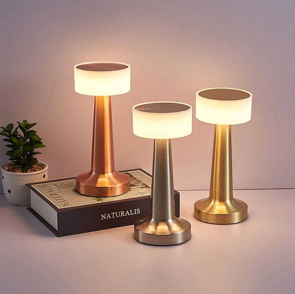 Rechargeable LED Desk Lamp with Touch Control & 3 Light Modes – Cordless Nightstand Light for Bedroom, Office & Living Room – Chrome Finish | Thomler