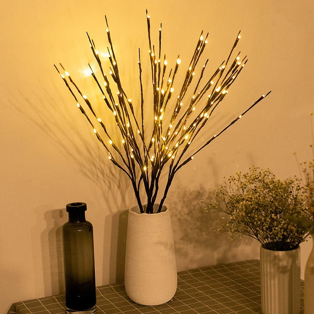Battery-Operated Lighted Twig Stems with Warm White LEDs for Home Decor | Vase Filler Branch Lights Indoor Outdoor | Thomler