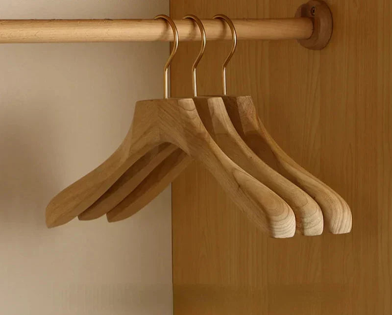 Wooden Suit Hangers with Trouser Bar – 1.6 Inch Wide Shoulder Cedar Coat Storage for Closet Organization | Thomler