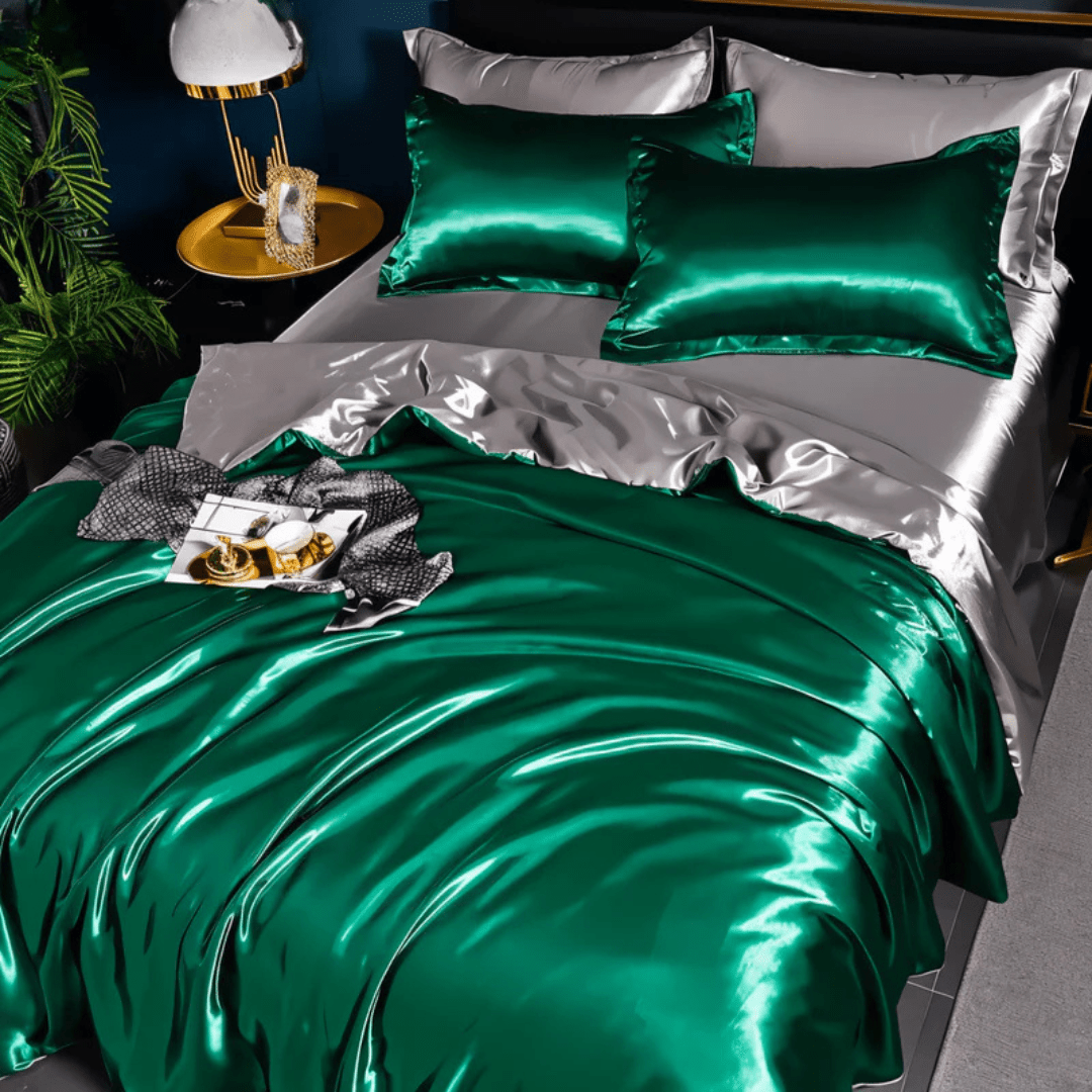 Queen dekbedovertrekset, polyester met satijngevoel, voor slaapcomfort het hele jaar door, machinewasbaar, kreukvrij | Thomler