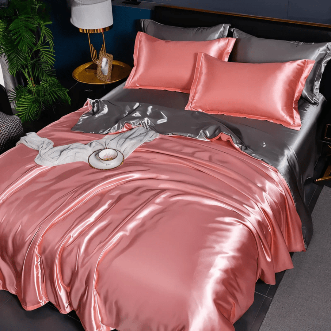 Queen dekbedovertrekset, polyester met satijngevoel, voor slaapcomfort het hele jaar door, machinewasbaar, kreukvrij | Thomler