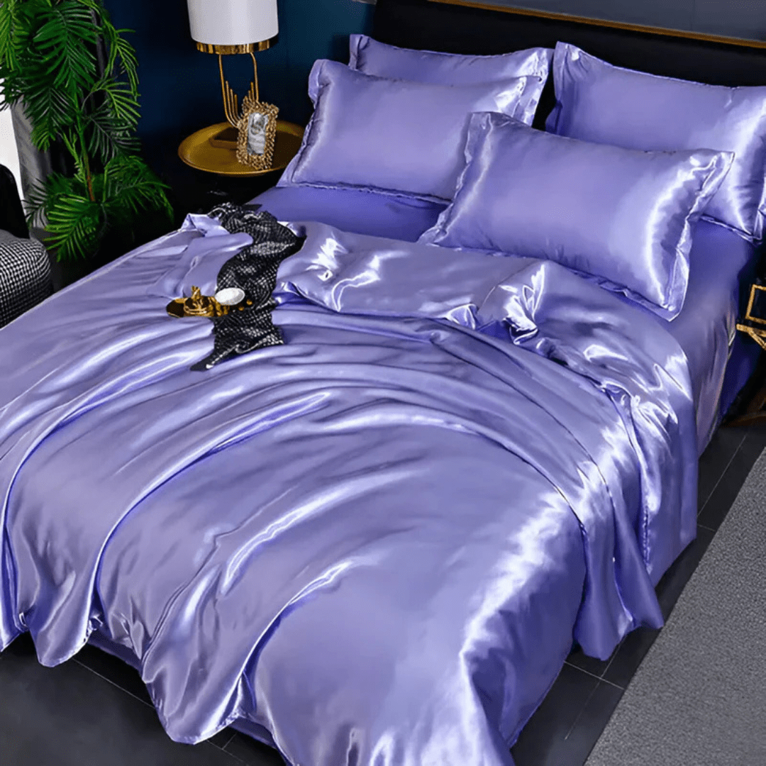 Queen dekbedovertrekset, polyester met satijngevoel, voor slaapcomfort het hele jaar door, machinewasbaar, kreukvrij | Thomler