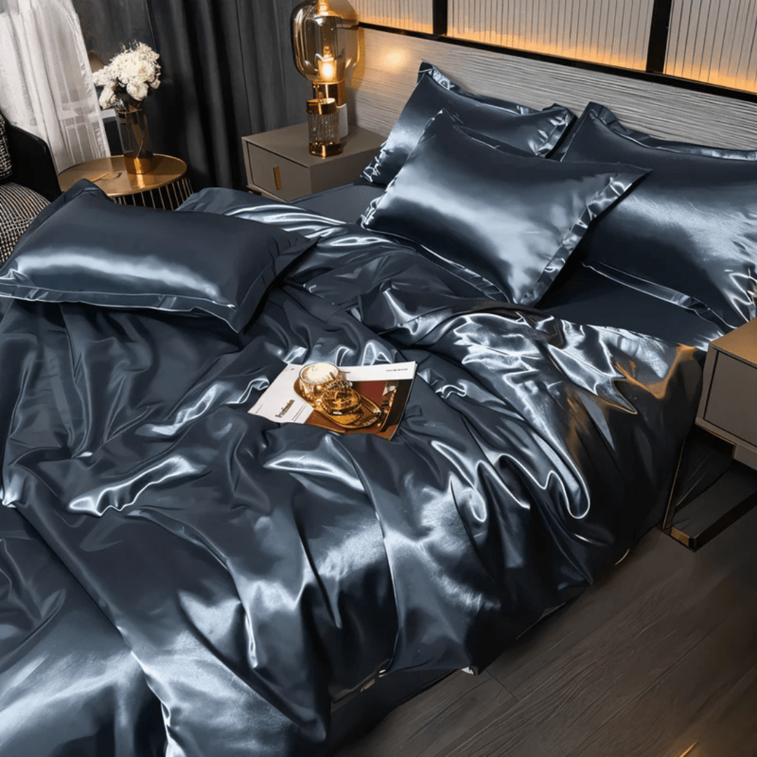 Queen dekbedovertrekset, polyester met satijngevoel, voor slaapcomfort het hele jaar door, machinewasbaar, kreukvrij | Thomler
