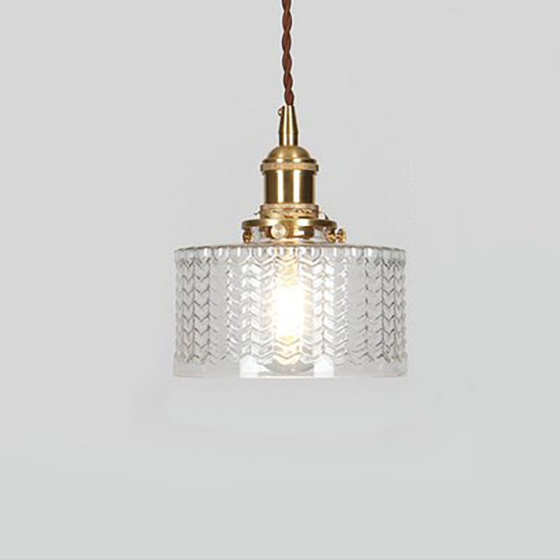 Glazen hanglamp met koperen accent 6 inch transparant modern E26-fitting bedraad verstelbare lengte voor keuken eetkamer hal | Thomler
