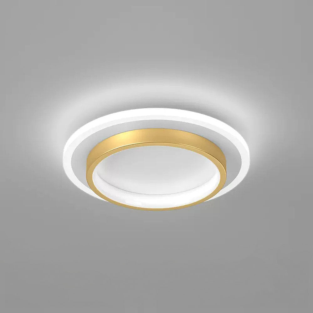 9.4 in Round LED Flush Mount Light with Ring Glow Effect for Hallways Bedrooms Entryways Modern Low-Profile Fixture Aluminum Acrylic | Thomler