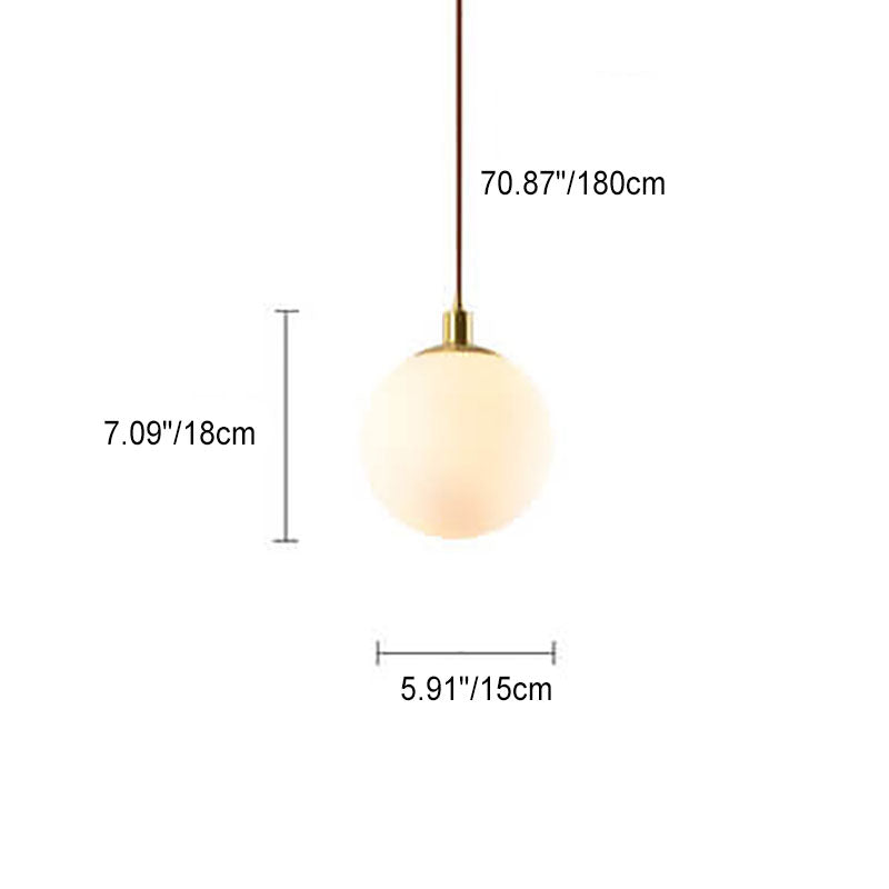 Adjustable Ceiling Pendant with Glass Shade for Entryway, Den, or Sleeping Space - Modern Suspended Fixture in White or Gold - 10 Inch Globe | Thomler