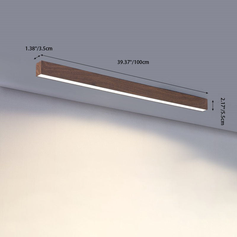 Hardwired LED Ceiling Light Fixture 24 in Aluminum Walnut Finish for Bedroom Living Room Hallway