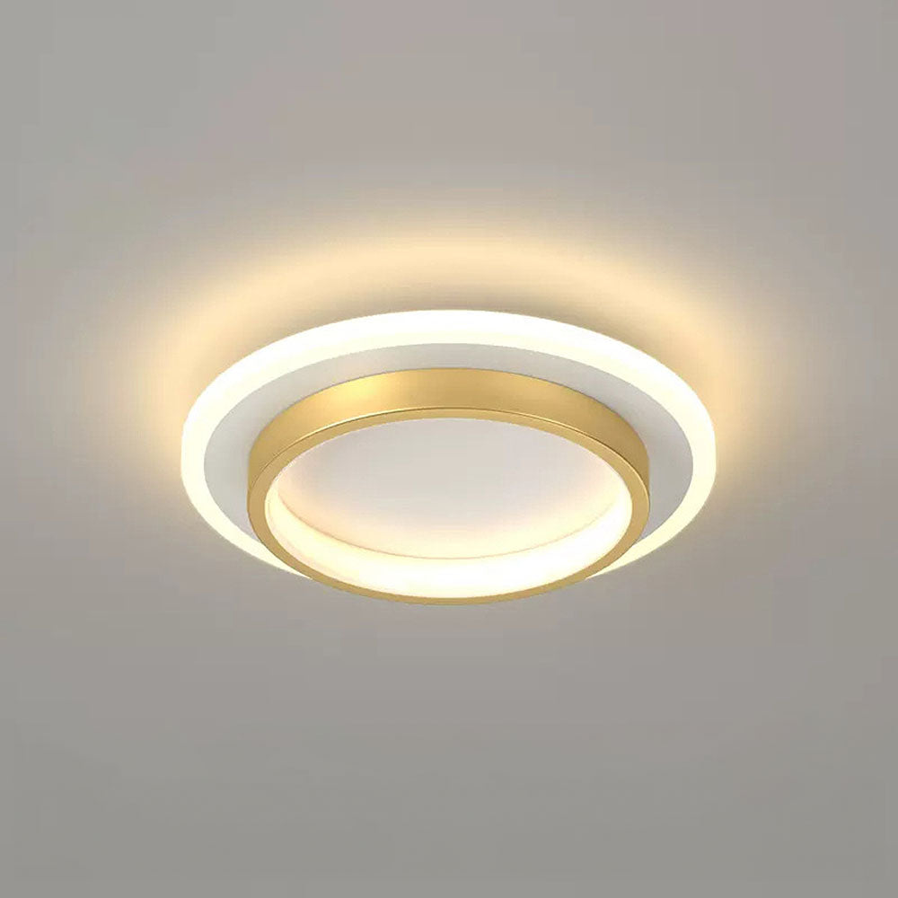 9.4 in Round LED Flush Mount Light with Ring Glow Effect for Hallways Bedrooms Entryways Modern Low-Profile Fixture Aluminum Acrylic | Thomler