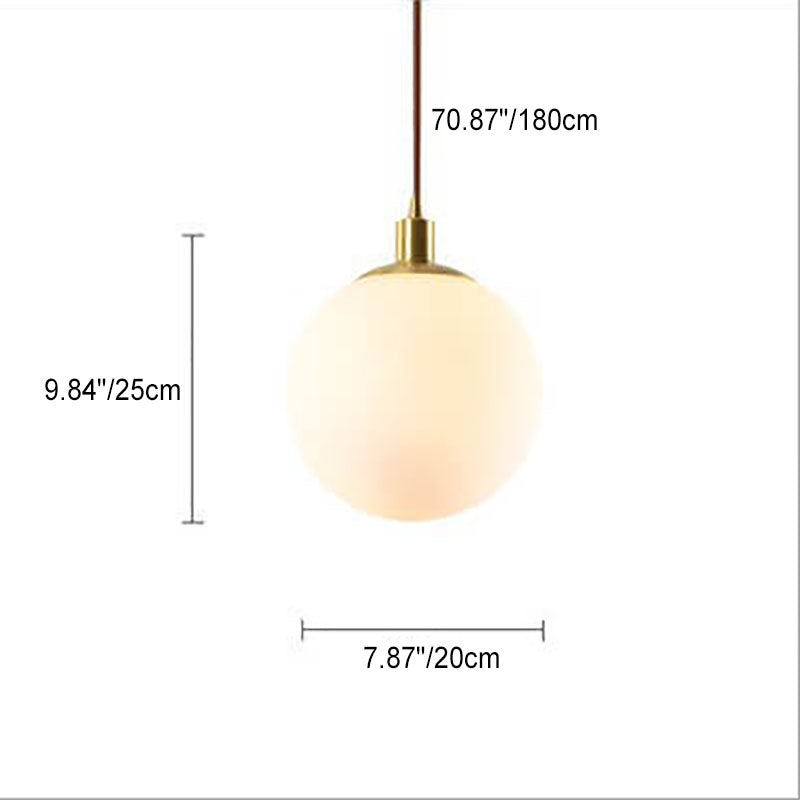 Adjustable Ceiling Pendant with Glass Shade for Entryway, Den, or Sleeping Space - Modern Suspended Fixture in White or Gold - 10 Inch Globe | Thomler