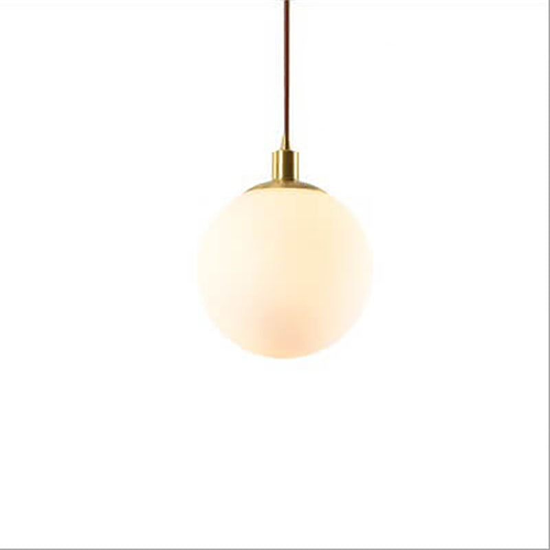 Adjustable Ceiling Pendant with Glass Shade for Entryway, Den, or Sleeping Space - Modern Suspended Fixture in White or Gold - 10 Inch Globe | Thomler