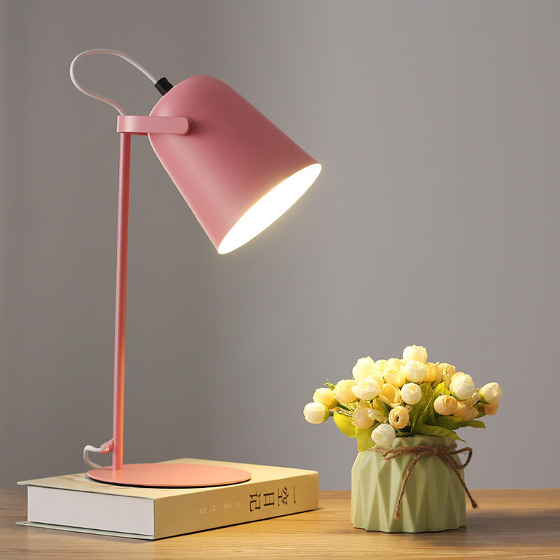 Lámpara de escritorio de metal moderna de 14 pulgadas con casquillo E26 para mesita de noche de dormitorio, mesa de oficina, luz de lectura, iluminación de acento enchufable, hogar contemporáneo