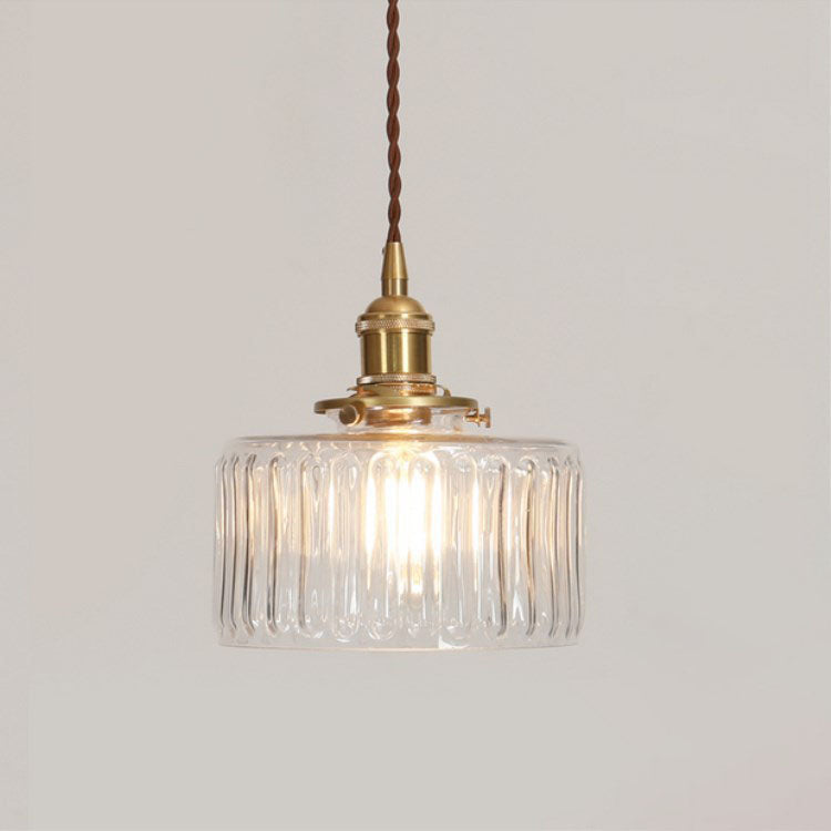 Glazen hanglamp met koperen accent 6 inch transparant modern E26-fitting bedraad verstelbare lengte voor keuken eetkamer hal | Thomler