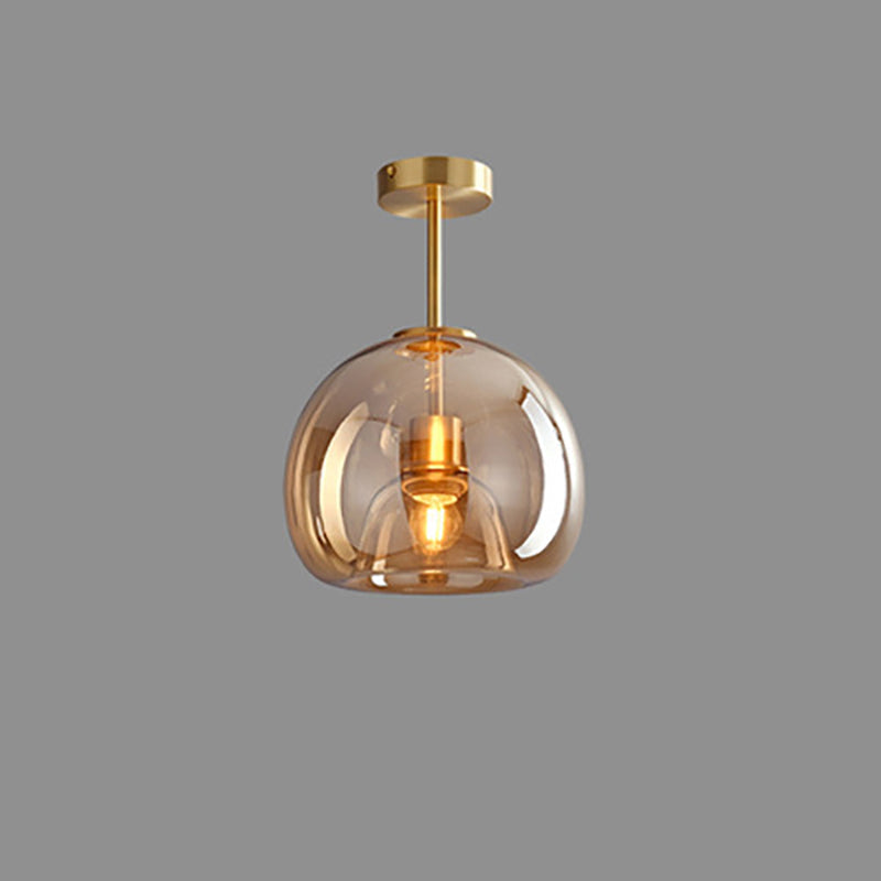 Ceiling Light Fixture Iron & Glass 10×11 inch Smoky Shade for Bedroom Hallway Living Room Modern Semi-Flush Design Hardwired E26 Base | Thomler