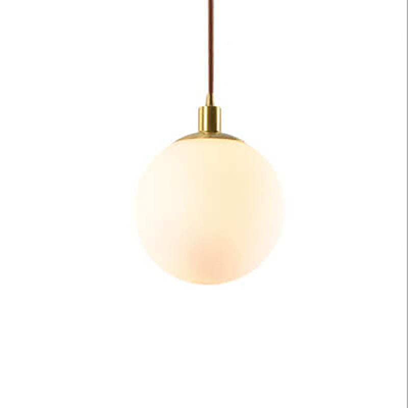 Adjustable Ceiling Pendant with Glass Shade for Entryway, Den, or Sleeping Space - Modern Suspended Fixture in White or Gold - 10 Inch Globe | Thomler