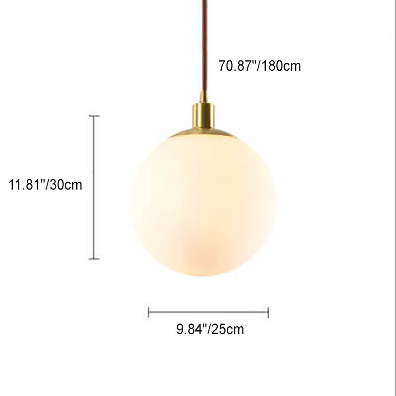 Adjustable Ceiling Pendant with Glass Shade for Entryway, Den, or Sleeping Space - Modern Suspended Fixture in White or Gold - 10 Inch Globe | Thomler