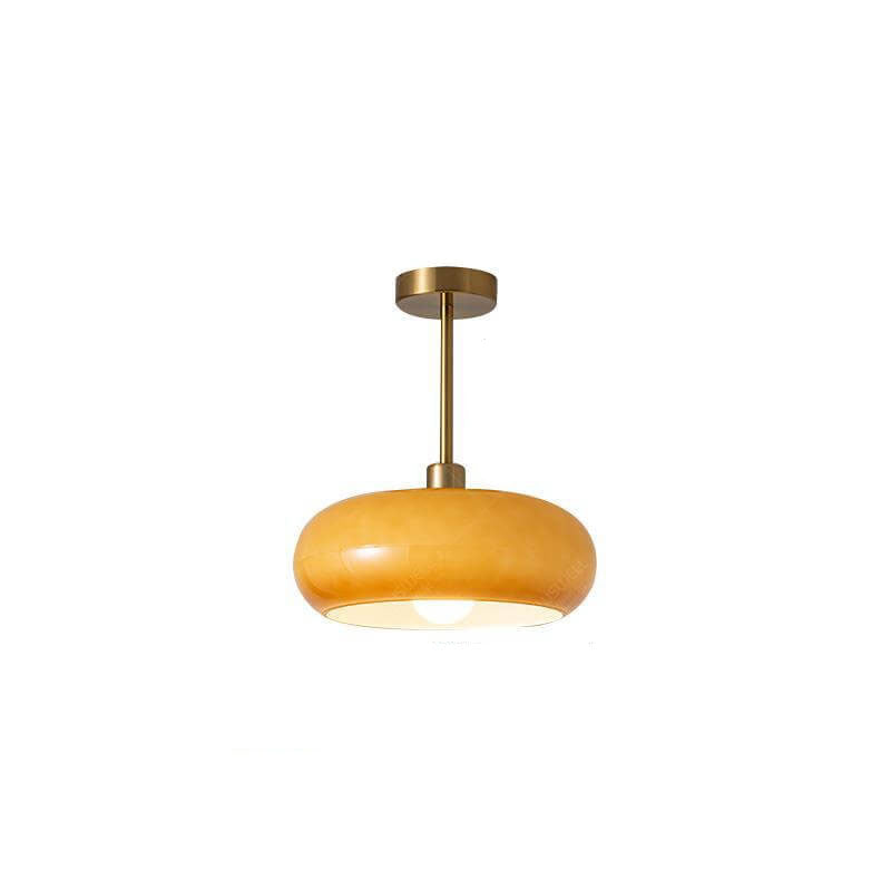 Glass Ceiling Light Fixture with Copper Accent 10.6 Inch Flush Mount for Bedroom Hallway Living Room Modern Home Lighting E26 Socket | Thomler