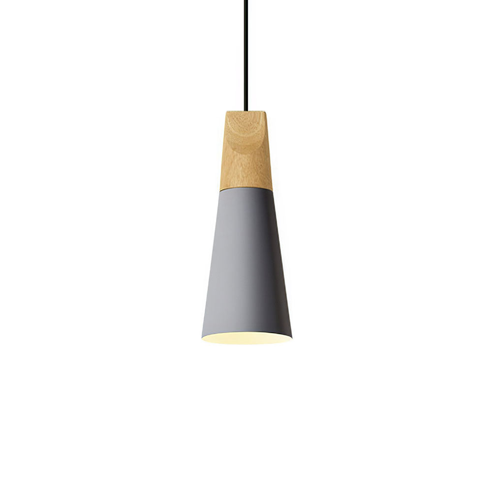 Hängelampe aus Aluminium & Holz E27 Fassung Grau Schwarz Weiß Gelb Kücheninsel Esstisch Deckenleuchte Skandinavischer Stil Modern Minimalistisch | Thomler