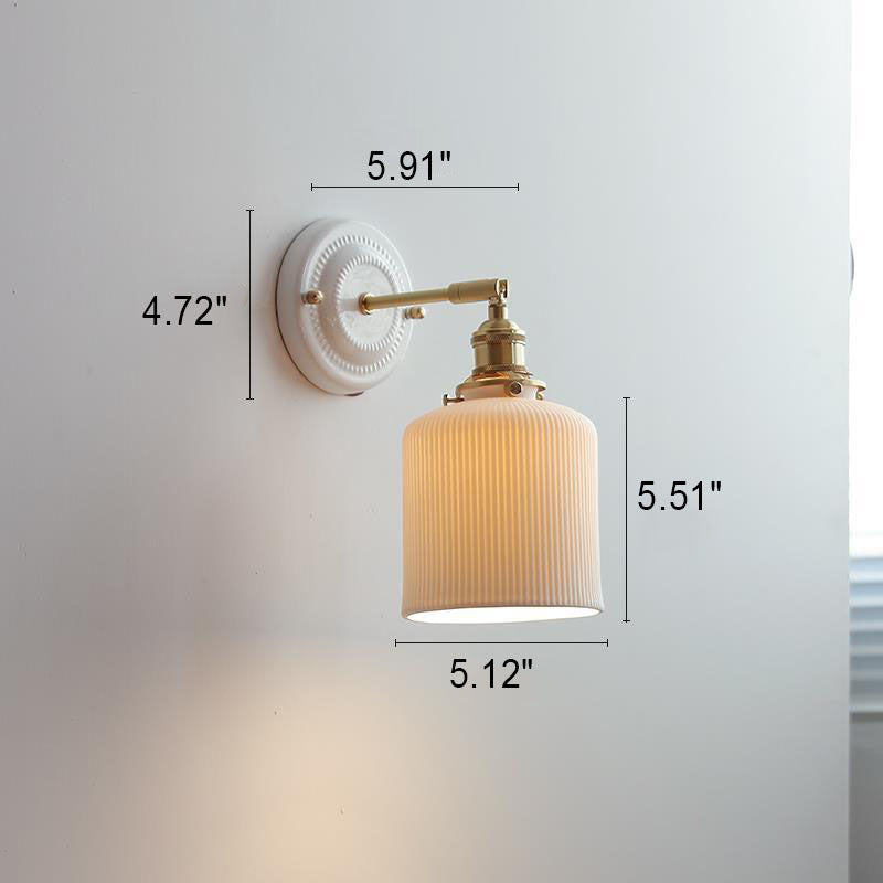 Hardwired Ceramic Sconce with Brass Accent, E26 Socket for Bedroom & Study, 9 in Modern Wall Light | Thomler