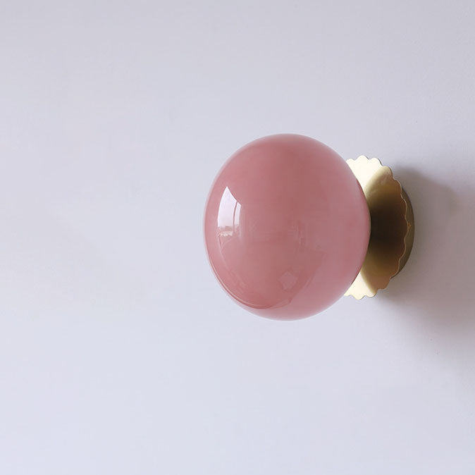 Metal & Glass Sconce Fixture 7 in Pink Beige White E26 Socket for Bedroom Office Hallway Ambient Task Lighting | Thomler