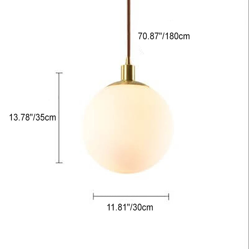Adjustable Ceiling Pendant with Glass Shade for Entryway, Den, or Sleeping Space - Modern Suspended Fixture in White or Gold - 10 Inch Globe | Thomler