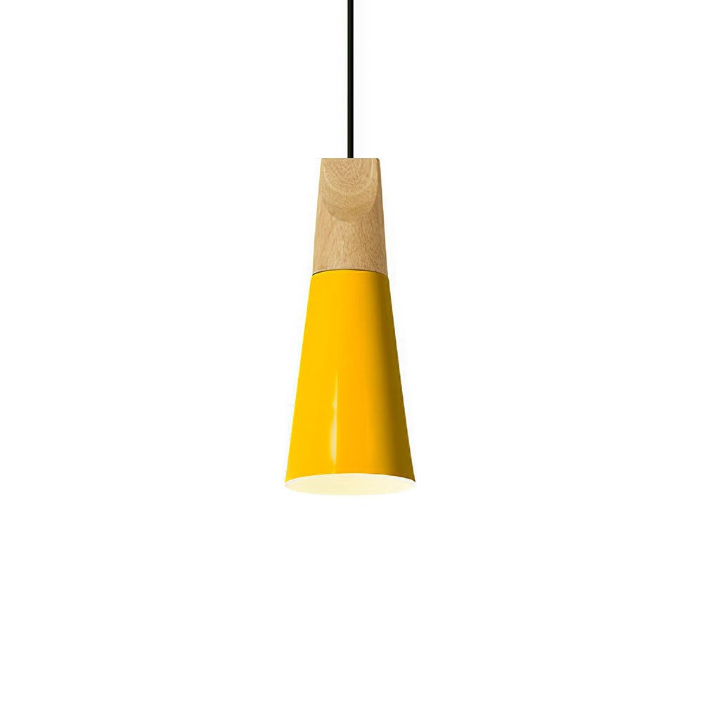 Hängelampe aus Aluminium & Holz E27 Fassung Grau Schwarz Weiß Gelb Kücheninsel Esstisch Deckenleuchte Skandinavischer Stil Modern Minimalistisch | Thomler