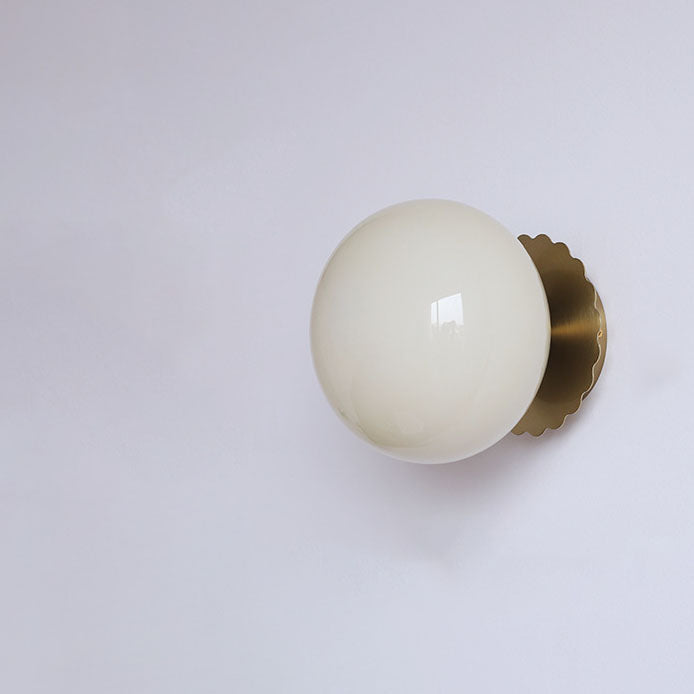 Metal & Glass Sconce Fixture 7 in Pink Beige White E26 Socket for Bedroom Office Hallway Ambient Task Lighting | Thomler