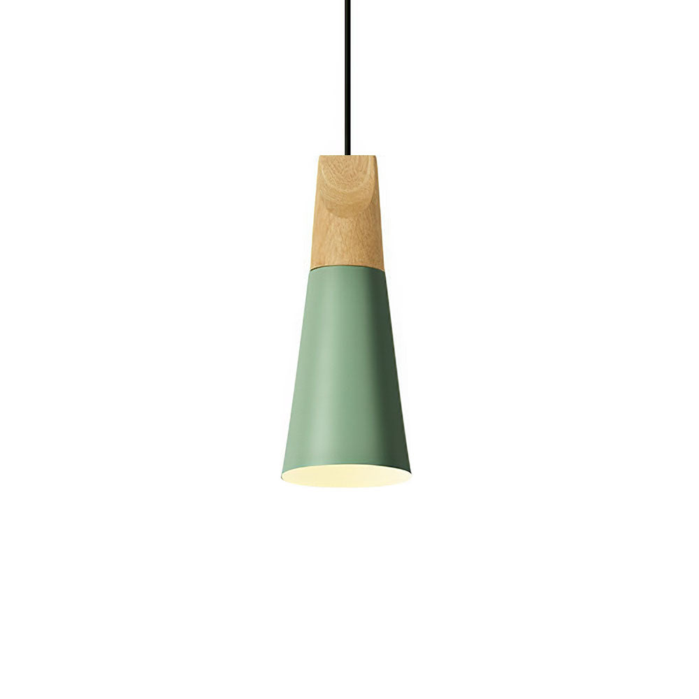 Hängelampe aus Aluminium & Holz E27 Fassung Grau Schwarz Weiß Gelb Kücheninsel Esstisch Deckenleuchte Skandinavischer Stil Modern Minimalistisch | Thomler