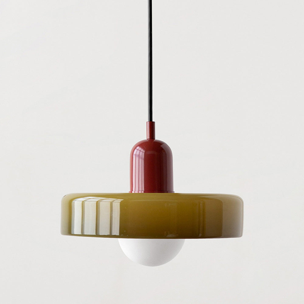 Colored Glass Pendant Light with Adjustable Cord for Dining Room & Living Room – Mid-Century Modern Geometric Hanging Fixture | Thomler