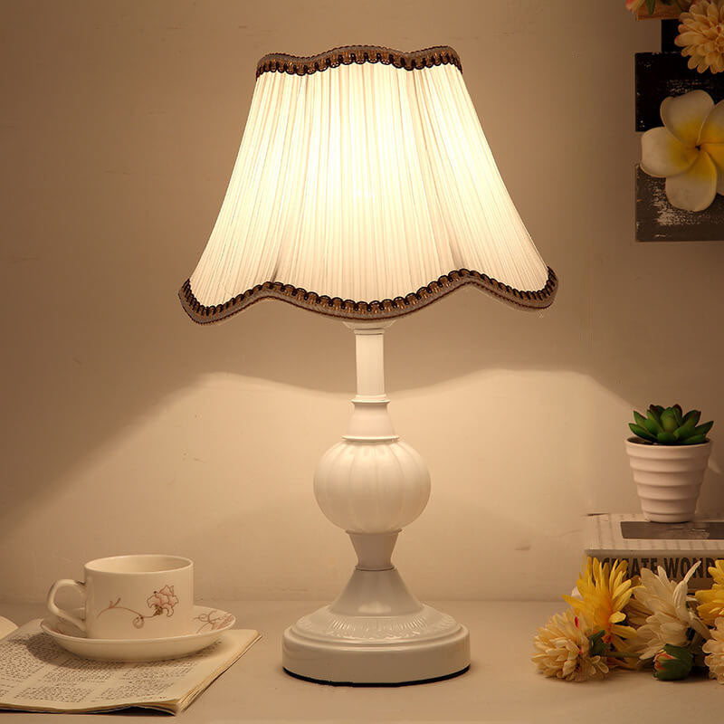 Desk Lamp with Fabric Shade & Metal Base 16.5 Inches High for Bedroom Nightstand Reading Study Room