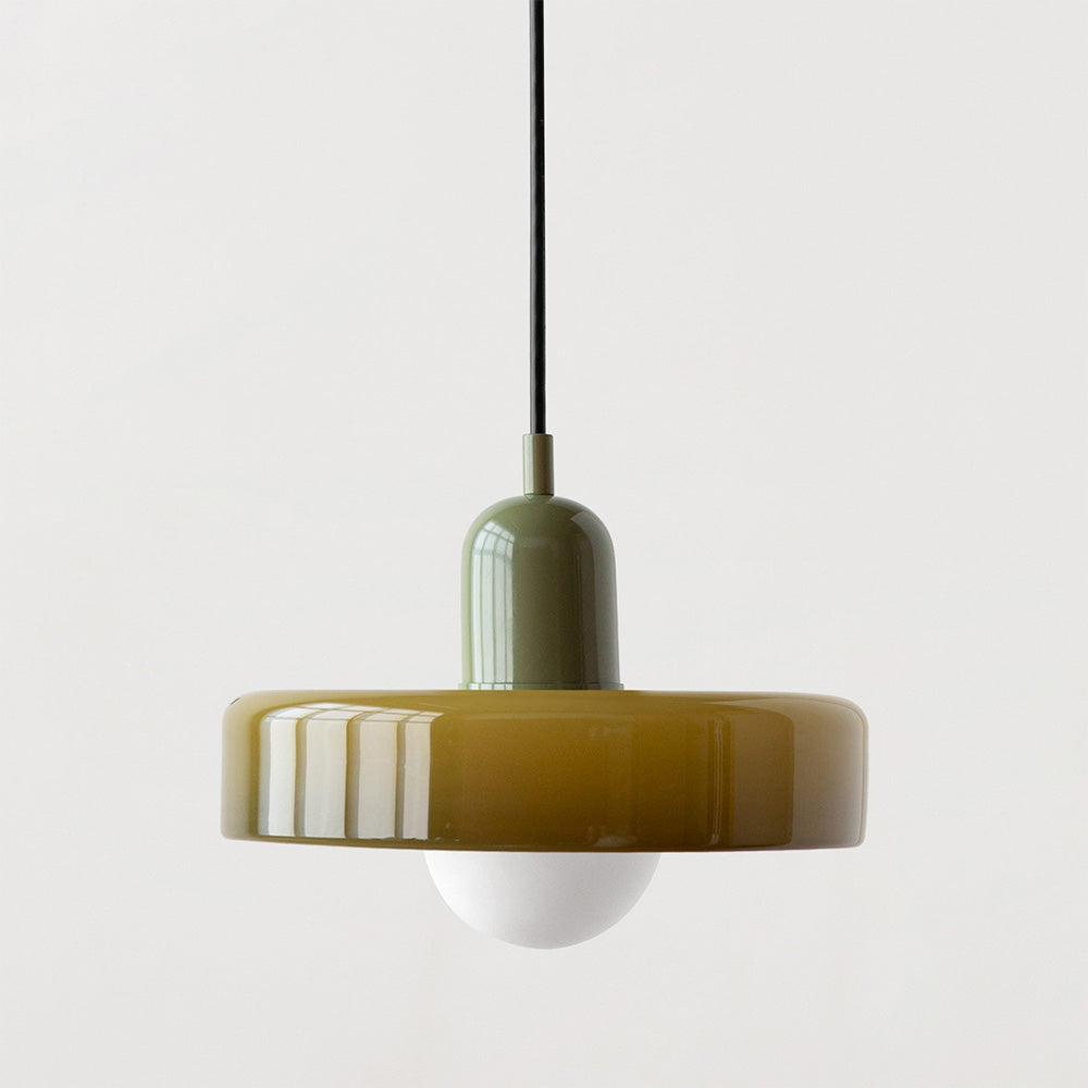 Colored Glass Pendant Light with Adjustable Cord for Dining Room & Living Room – Mid-Century Modern Geometric Hanging Fixture | Thomler