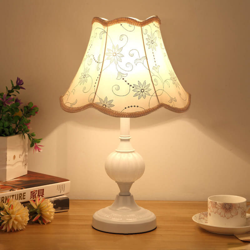 Desk Lamp with Fabric Shade & Metal Base 16.5 Inches High for Bedroom Nightstand Reading Study Room