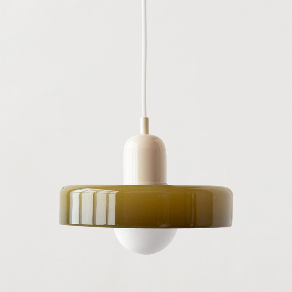 Colored Glass Pendant Light with Adjustable Cord for Dining Room & Living Room – Mid-Century Modern Geometric Hanging Fixture | Thomler