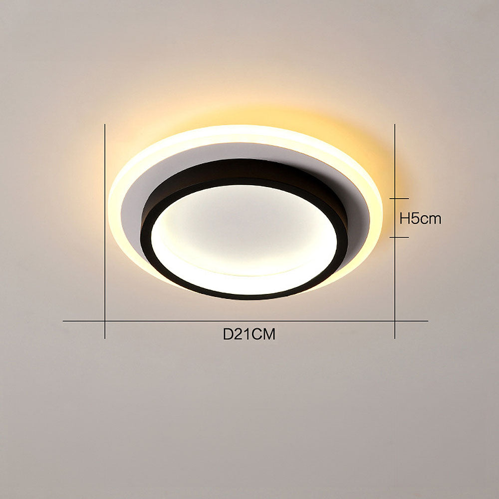 LED-Deckenaufbauleuchte, flach, 10 W/20 W, ultra-slim, 2-Zoll-Profil, Schwarz/Weiß, für niedrige Decken, Schlafzimmer, Flur, Eingangsbereich, Apartment, Wohnzimmer, Modern H | Thomler