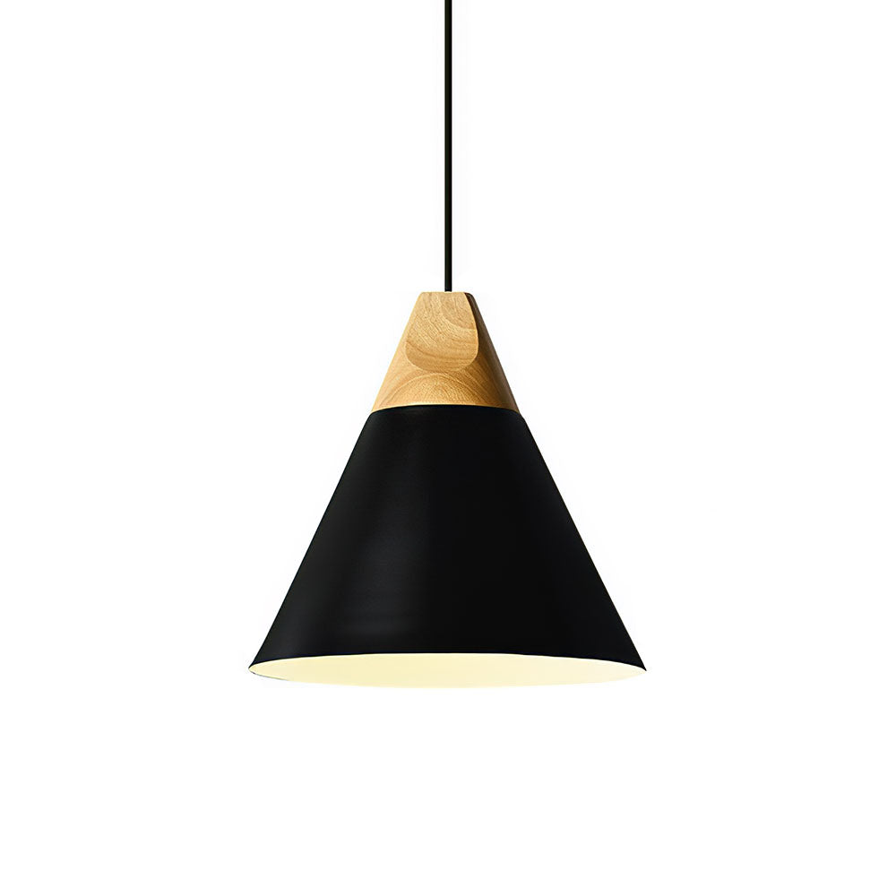 Hängelampe aus Aluminium & Holz E27 Fassung Grau Schwarz Weiß Gelb Kücheninsel Esstisch Deckenleuchte Skandinavischer Stil Modern Minimalistisch | Thomler