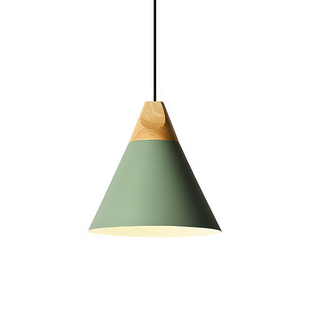 Hängelampe aus Aluminium & Holz E27 Fassung Grau Schwarz Weiß Gelb Kücheninsel Esstisch Deckenleuchte Skandinavischer Stil Modern Minimalistisch | Thomler