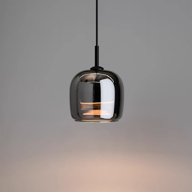 Lámpara de techo de cristal ahumado con casquillo E27, acabado negro y cable ajustable para isla de cocina, dormitorio y comedor, estilo minimalista escandinavo | Thomler