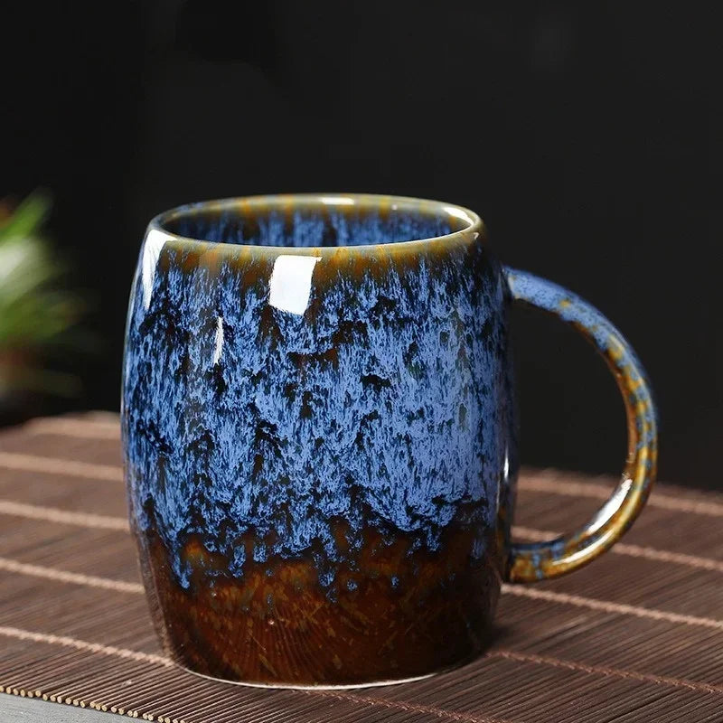 Taza de café de cerámica artesanal con esmalte artístico – Taza que retiene el calor para té, cacao, bebidas calientes – Vajilla de cocina para el hogar, oficina | Thomler